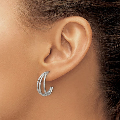 Chisel Stainless Steel Polished Wire J Hoop Post Earring