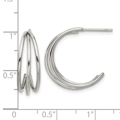 Chisel Stainless Steel Polished Wire J Hoop Post Earring