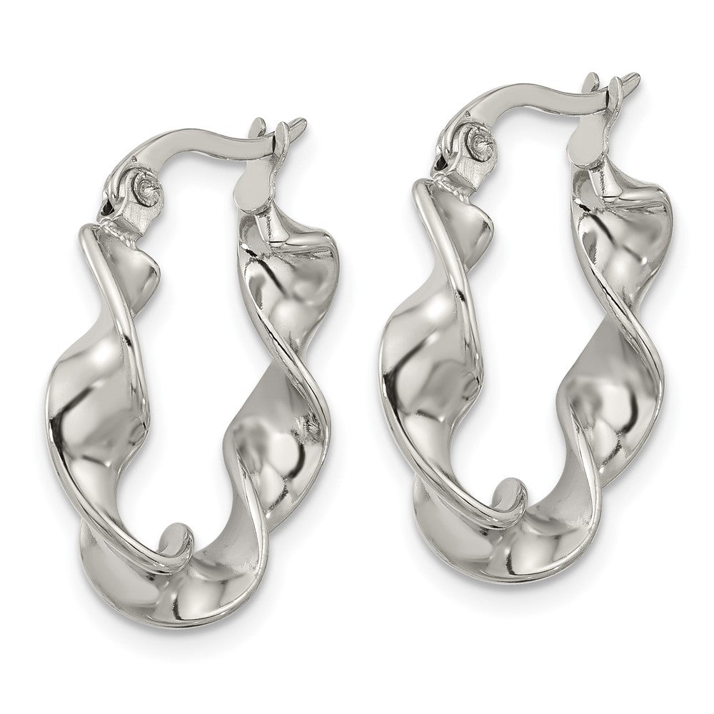 Chisel Stainless Steel Polished Twist Hoop Earrings