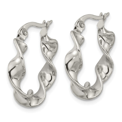 Chisel Stainless Steel Polished Twist Hoop Earrings