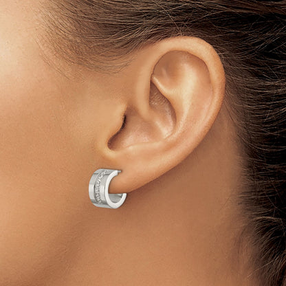 Chisel Stainless Steel Polished CZ 12mm Post Hoop Earrings