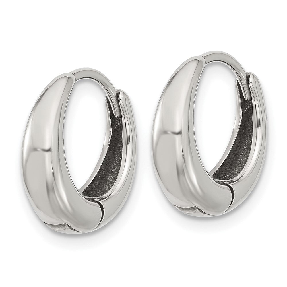 Chisel Stainless Steel Polished Tapered Hinged Hoop Earrings