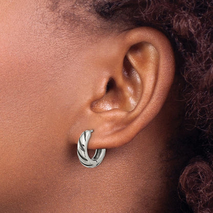 Chisel Stainless Steel Antiqued and Polished Hinged Hoop Earrings