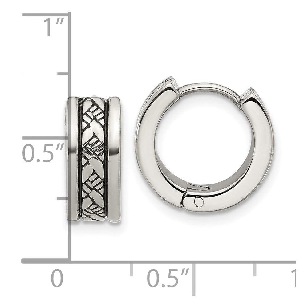 Chisel Stainless Steel Antiqued and Polished 5.5mm Hoop Earrings