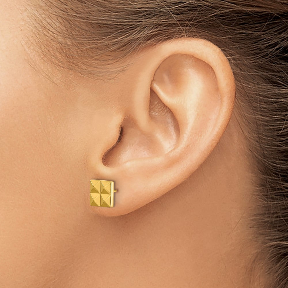 Chisel Stainless Steel Polished Yellow IP-plated Studded Square Post Earrings