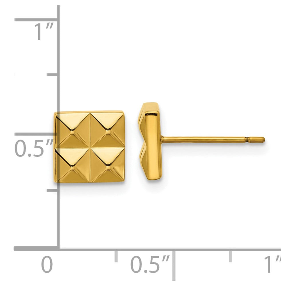 Chisel Stainless Steel Polished Yellow IP-plated Studded Square Post Earrings