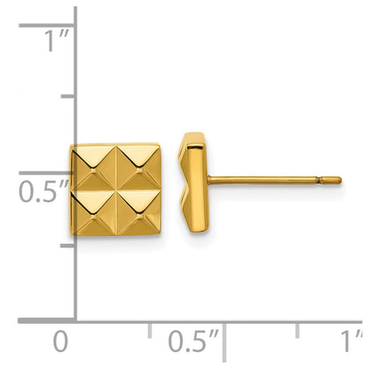 Chisel Stainless Steel Polished Yellow IP-plated Studded Square Post Earrings