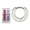 Chisel Stainless Steel Polished Preciosa Amethyst and Tanzanite Hoop Earrings