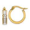 Chisel Stainless Steel Polished Yellow IP-plated with Glass Crystal Hoop Earrings