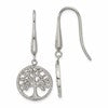 Chisel Stainless Steel Polished and Textured Tree Dangle Shepherd Hook Earrings