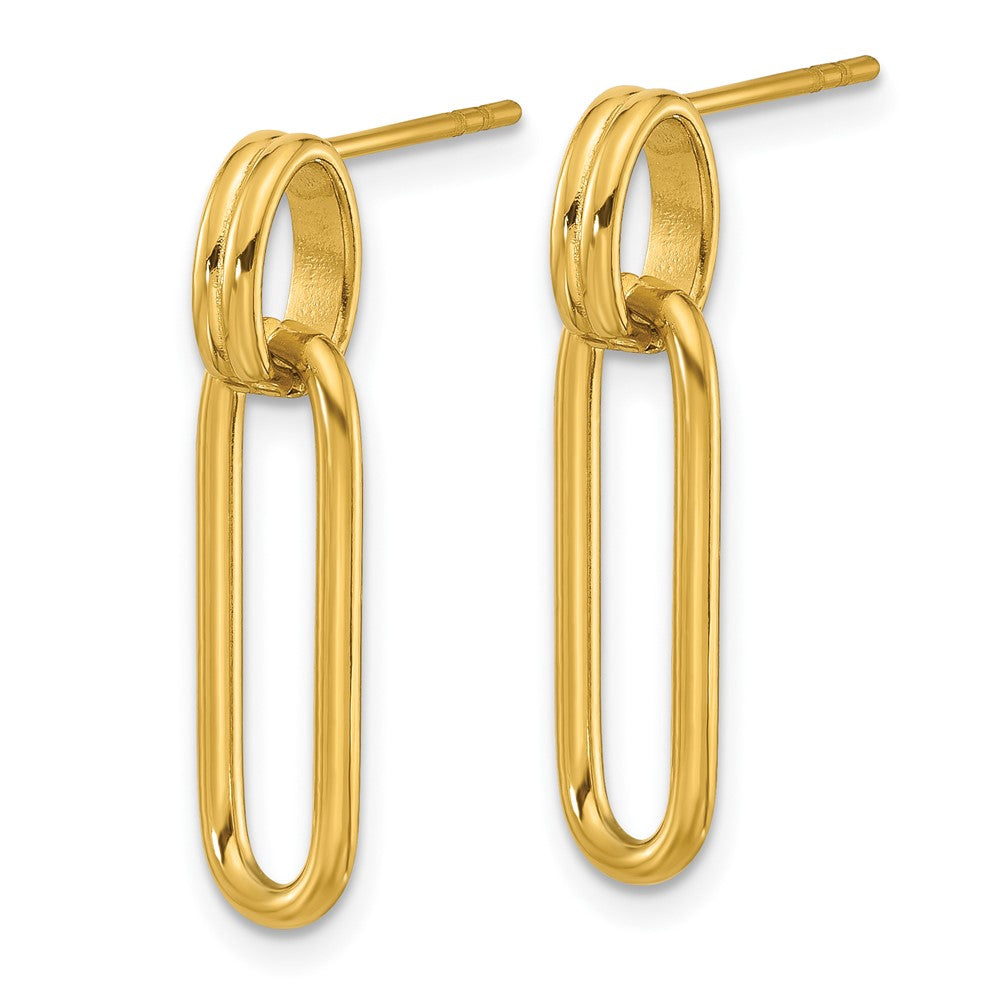 Chisel Stainless Steel Polished Yellow IP-plated Post Dangle Earrings