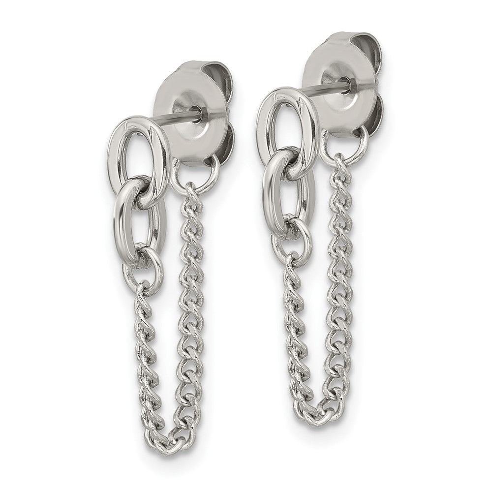 Chisel Stainless Steel Polished Chain Front and Back Post Dangle Earrings