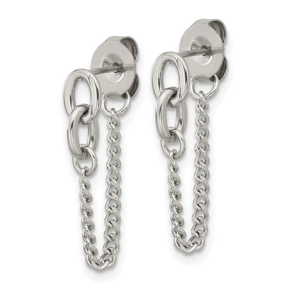 Chisel Stainless Steel Polished Chain Front and Back Post Dangle Earrings