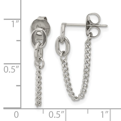 Chisel Stainless Steel Polished Chain Front and Back Post Dangle Earrings