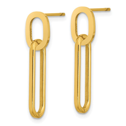 Chisel Stainless Steel Polished Yellow IP-plated Post Dangle Earrings