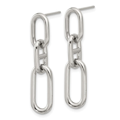 Chisel Stainless Steel Polished 9mm Link Dangle Post Earrings