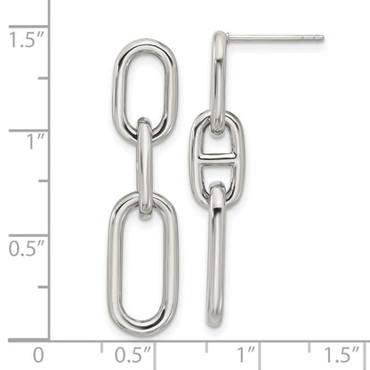 Chisel Stainless Steel Polished 9mm Link Dangle Post Earrings