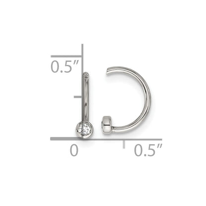 Chisel Stainless Steel Polished White Zircon Set of Two Nose Rings