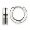 Stainless Steel Polished with Black Resin Center 4mm Hoop Earrings