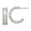 Chisel Stainless Steel Polished White Zircon J-Hoop Earrings