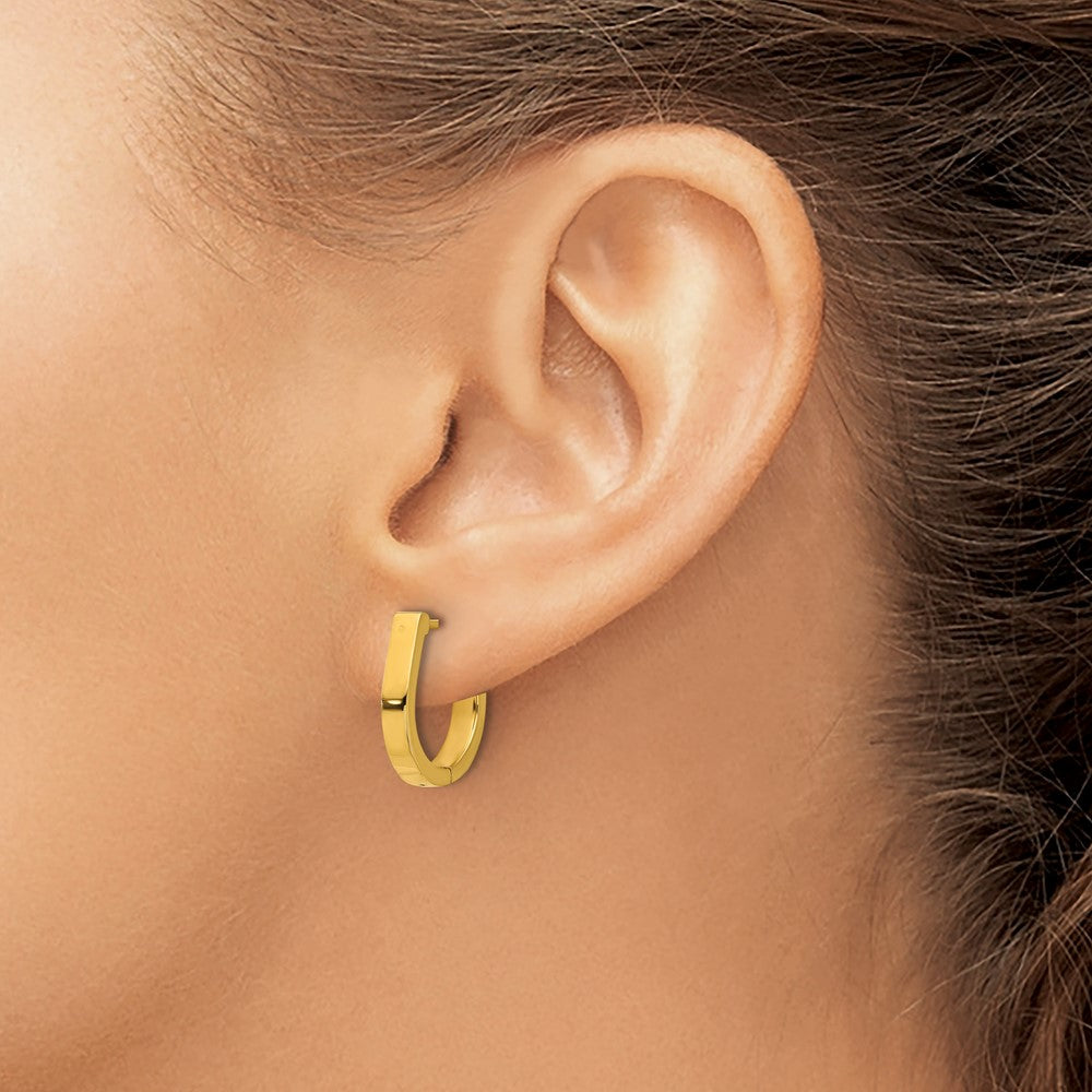 Chisel Stainless Steel Polished Yellow IP-plated 3mm Hoop Earrings