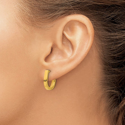 Chisel Stainless Steel Polished Yellow IP-plated 3mm Hoop Earrings