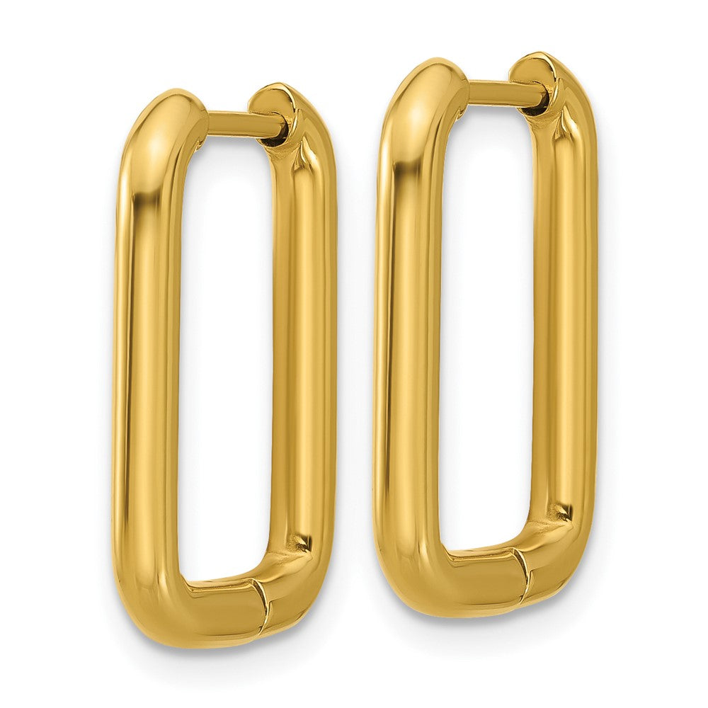 Stainless Steel Polished Yellow IP 2.5mm Square Hinged Hoop Earrings