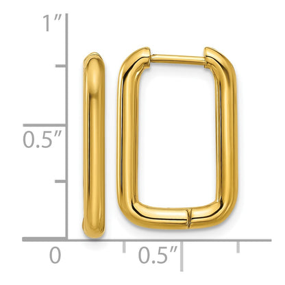 Stainless Steel Polished Yellow IP 2.5mm Square Hinged Hoop Earrings