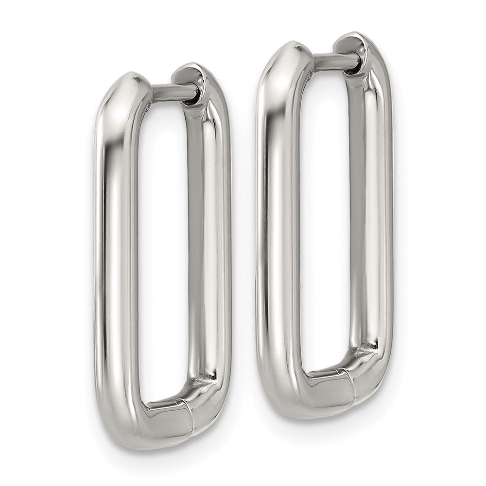 Stainless Steel Polsihed 2.5mm Square Hinged Hoop Earrings