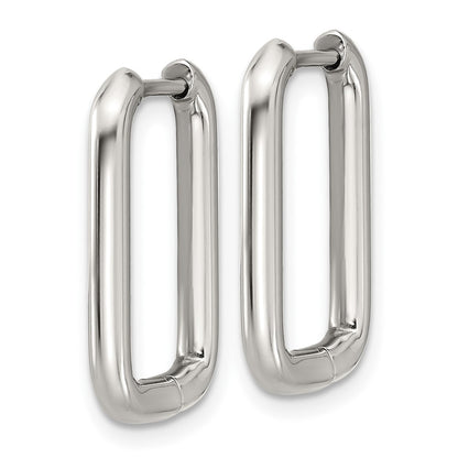 Stainless Steel Polsihed 2.5mm Square Hinged Hoop Earrings