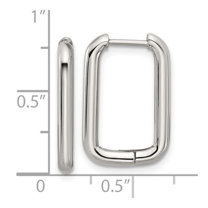 Stainless Steel Polsihed 2.5mm Square Hinged Hoop Earrings