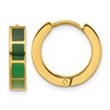 Stainless Steel Polished Yellow IP-plated Green Enameled Hinged Hoop Earrings