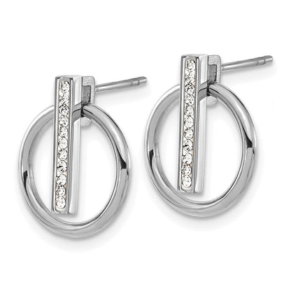 Chisel Stainless Steel Polished with Preciosa Crystal Post Dangle Earrings