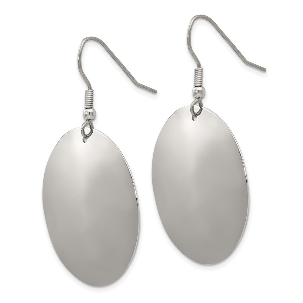 Chisel Stainless Steel Polished Disc Dangle Shepherd Hook Earrings