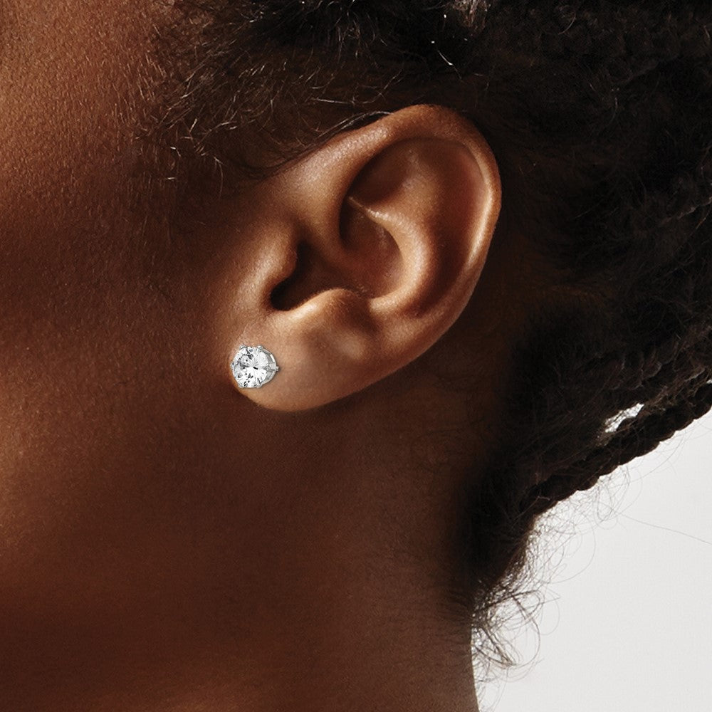 Chisel Stainless Steel Polished 6mm Round CZ Stud Post Earrings