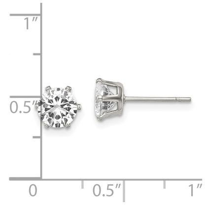 Chisel Stainless Steel Polished 6mm Round CZ Stud Post Earrings