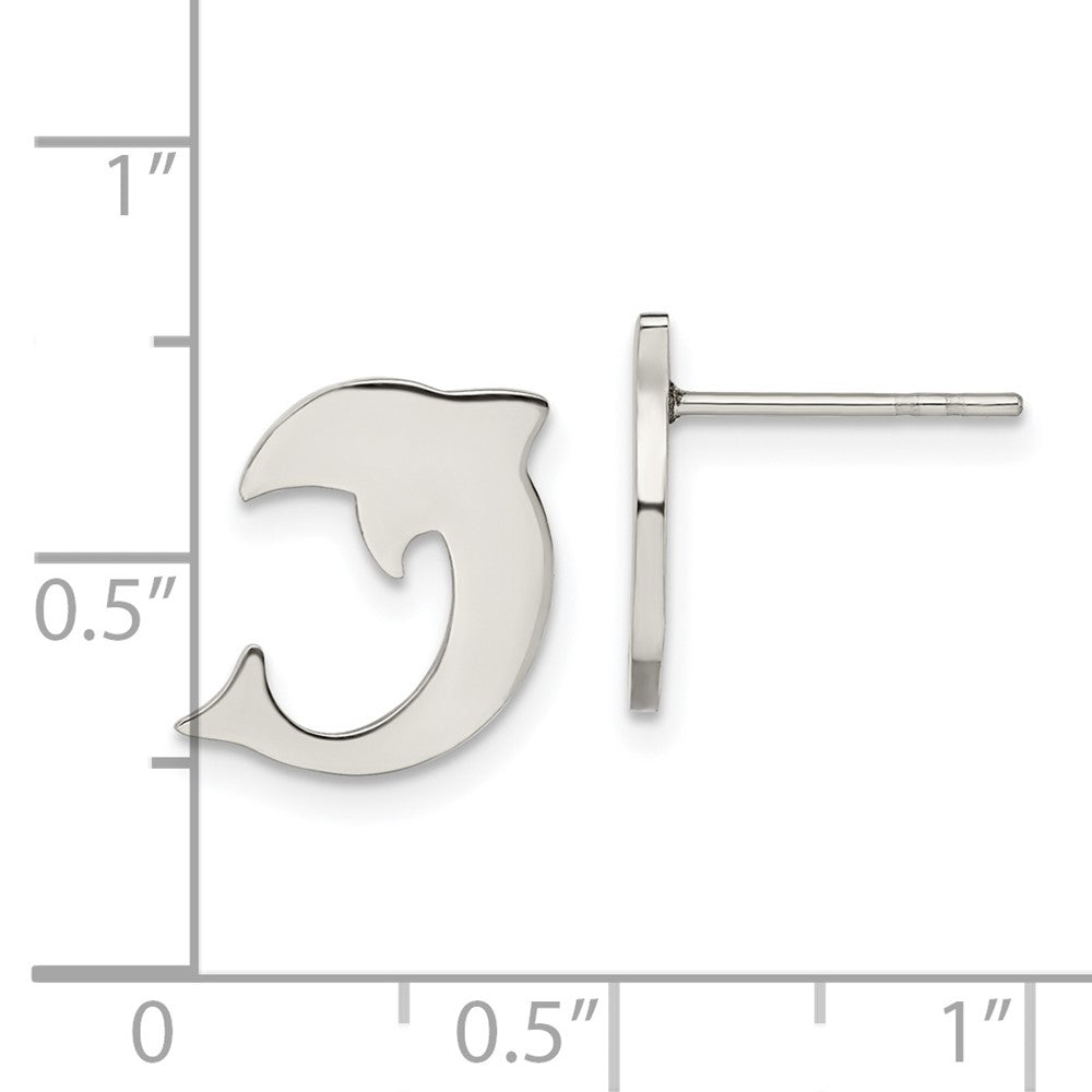 Chisel stainless Steel Polished Dolphin Post Earrings