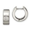 Chisel Stainless Steel Brushed and Polished with CZ 6mm Hinged Hoop Earrings
