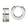 Chisel Stainless Steel Brushed and Polished with CZ 7mm Hinged Hoop Earrings