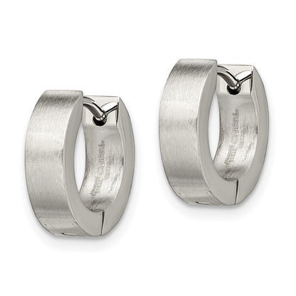 Chisel Stainless Steel Brushed and Polished Round 4mm Hinged Hoop Earrings