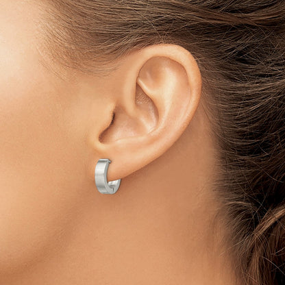 Chisel Stainless Steel Brushed and Polished Round 4mm Hinged Hoop Earrings