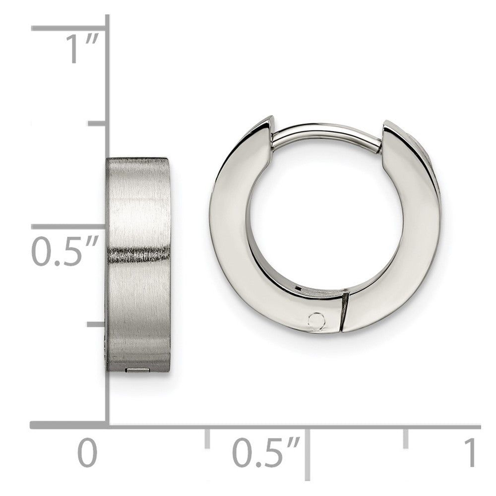 Chisel Stainless Steel Brushed and Polished Round 4mm Hinged Hoop Earrings