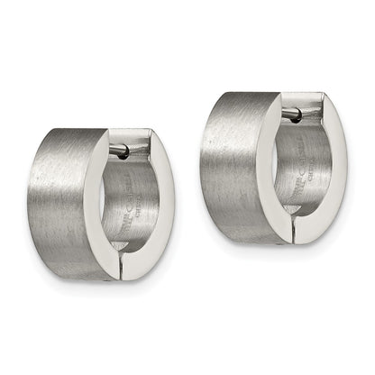 Chisel Stainless Steel Brushed Round 5mm Hinged Hoop Earrings