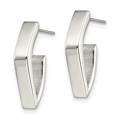 Chisel Stainless Steel Polished J Post Earrings