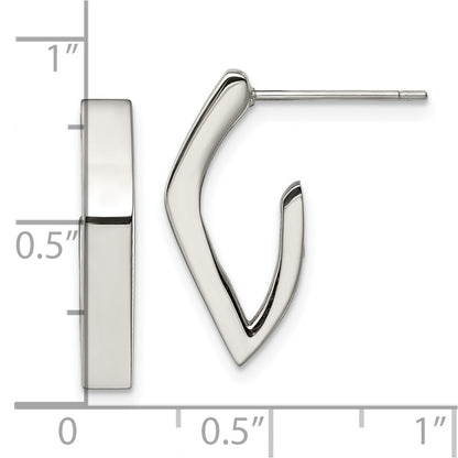 Chisel Stainless Steel Polished J Post Earrings