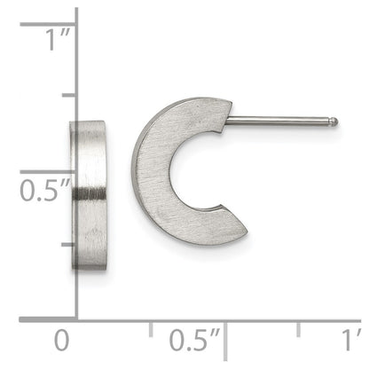 Chisel Stainless Steel Brushed J Hoop Post Earrings