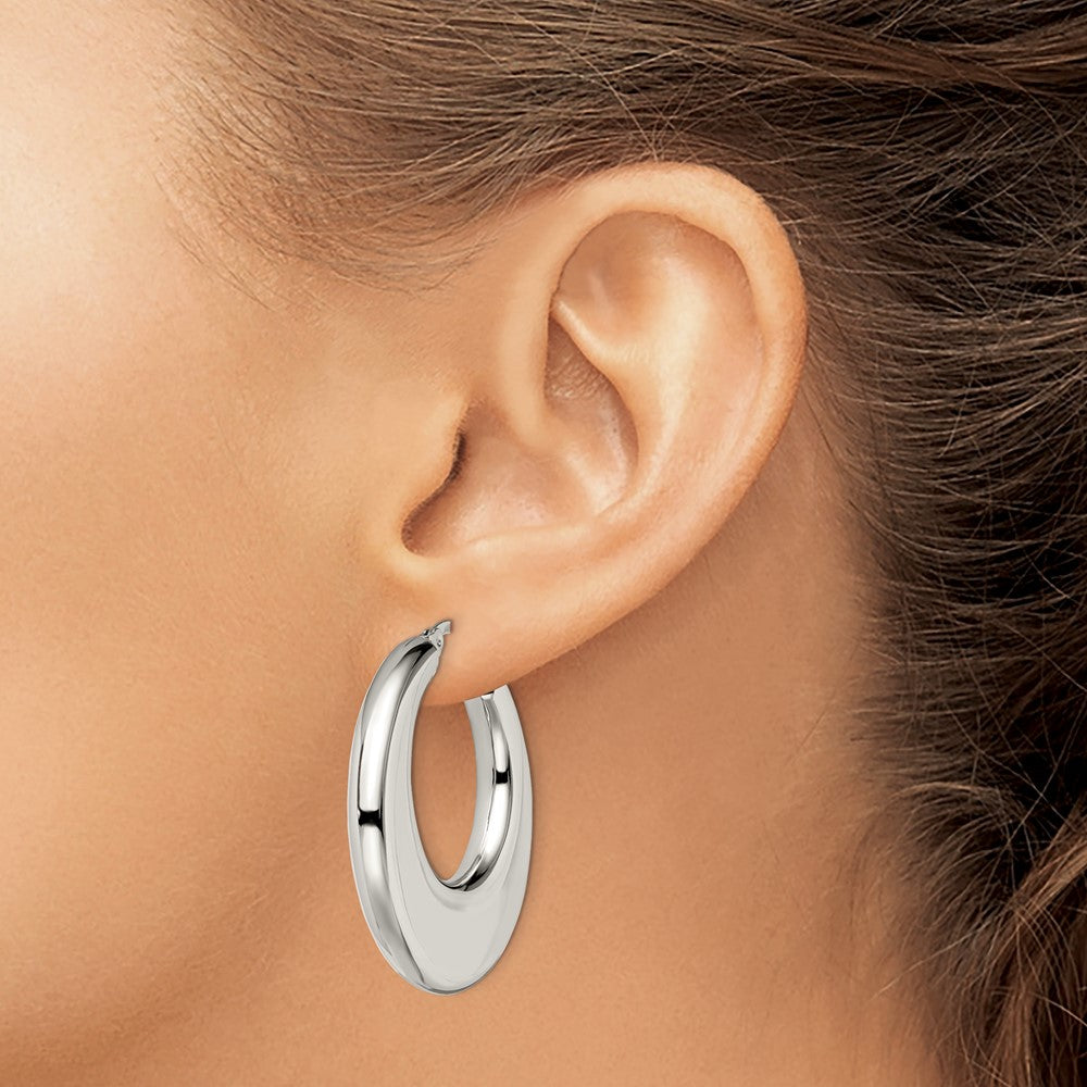 Chisel Stainless Steel Polished 35mm Diameter Hollow Hoop Earrings