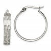 Chisel Stainless Steel Polished and Textured Hoop Earrings
