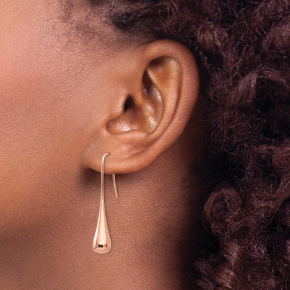 Chisel Stainless Steel Polished Rose IP-plated Shepherd Hook Earrings