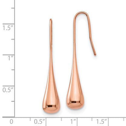Chisel Stainless Steel Polished Rose IP-plated Shepherd Hook Earrings
